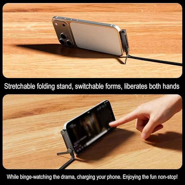 2-in-1 Invisible Holder Charger Cable, 240W Portable Fast Charging Cord with Built-in Phone Stand