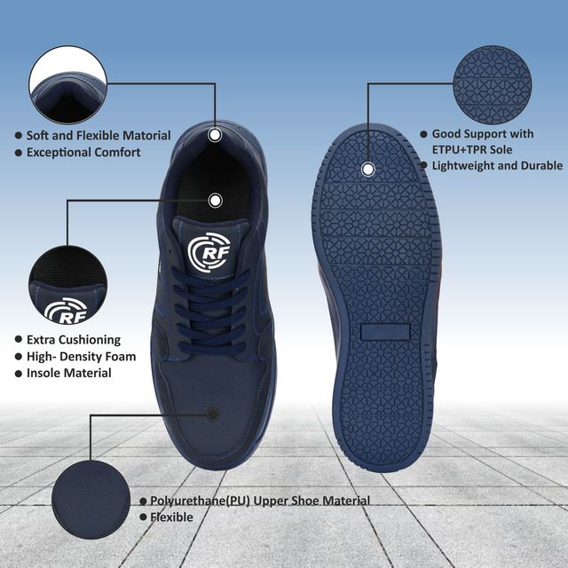 Raysfield Men's Navy Blue Casual Sneakers — Lace-Up Lifestyle Shoes