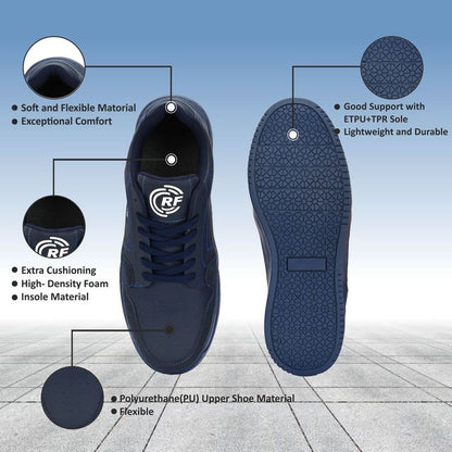 Raysfield Men's Navy Blue Casual Sneakers — Lace-Up Lifestyle Shoes