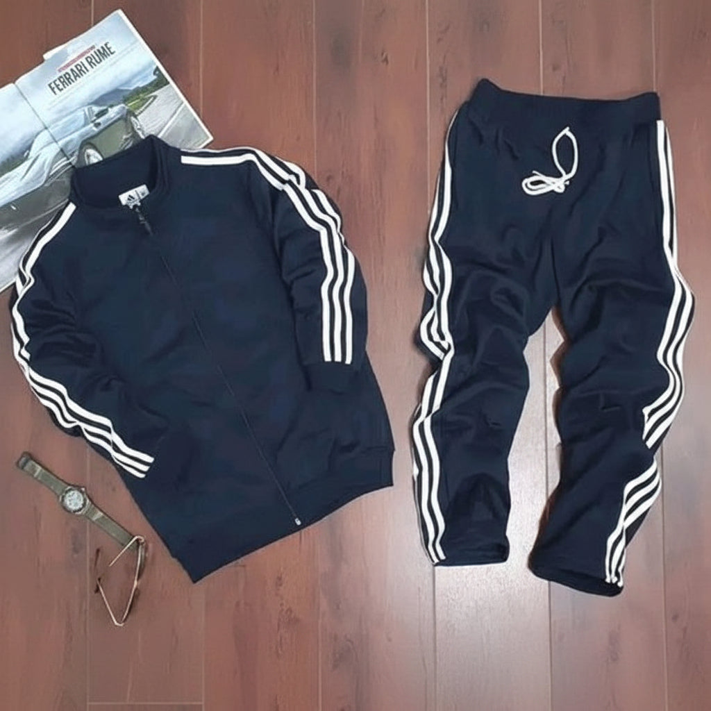 Men's Lycra Tracksuit Set — Navy Blue (Premium Stretch & Comfort)
