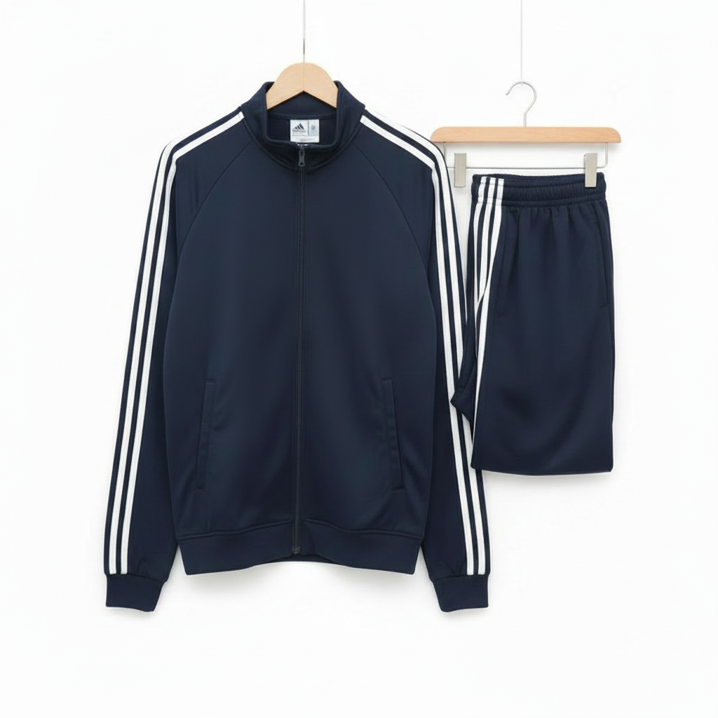 Men's Lycra Tracksuit Set — Navy Blue (Premium Stretch & Comfort)