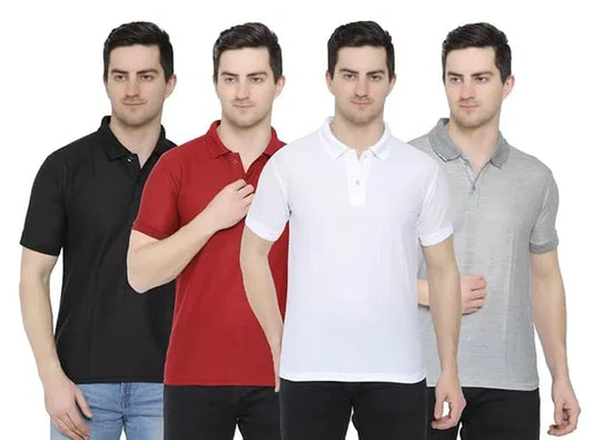 Men's Cotton Polo T-Shirt — Multicolor Pack of 4