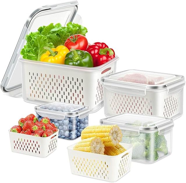 Fridge Storage Containers — Airtight Food Storage Organiser for Refrigerator (Pack of 2)