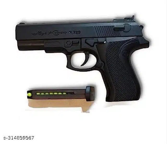 Toy Gun with Soft Plastic Bullets — Black & Yellow Kids Play Gun (Set of 1)