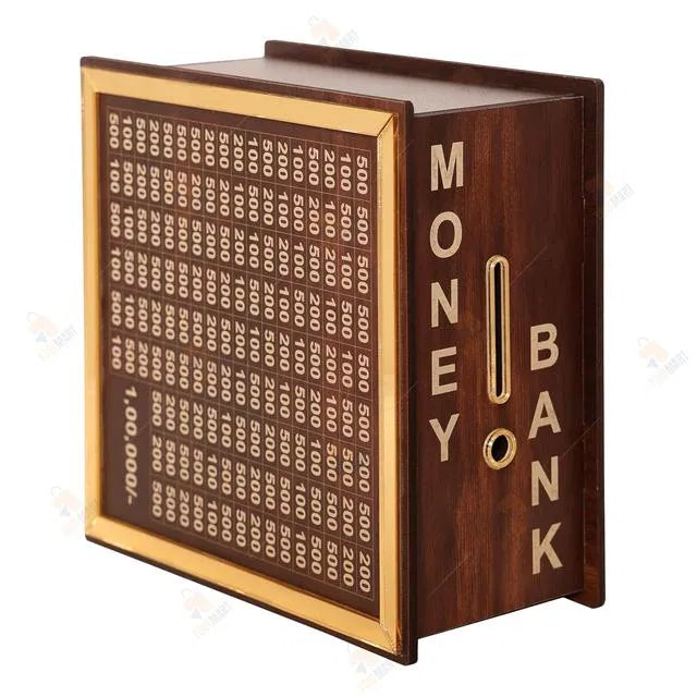 Wooden Piggy Bank — Classic Money Saving Box for Kids & Adults
