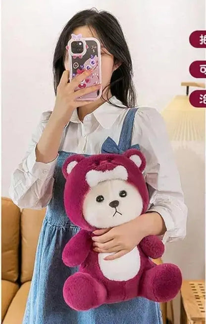 Cute Teddy Stuffed Animals Plush Toys — Soft Cuddly Bear for Kids (Pink & Blue)