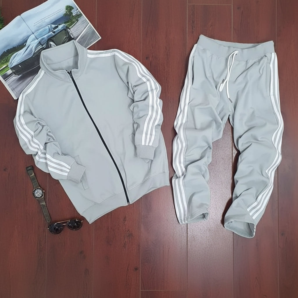Men's Lycra Tracksuit Set — Grey (Premium Stretch & Comfort)
