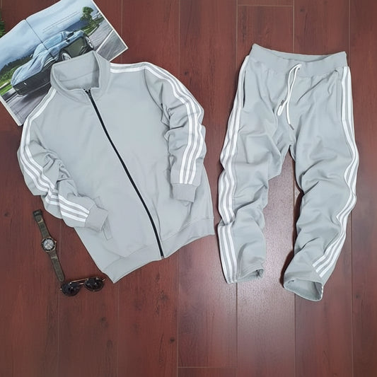 Men's Lycra Tracksuit Set — Grey (Premium Stretch & Comfort)