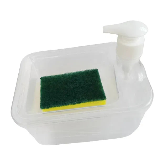 CALANDIS Soap Dispenser & Scrubber Holder — Manual Liquid Pump Bottle for Kitchen & Bathroom