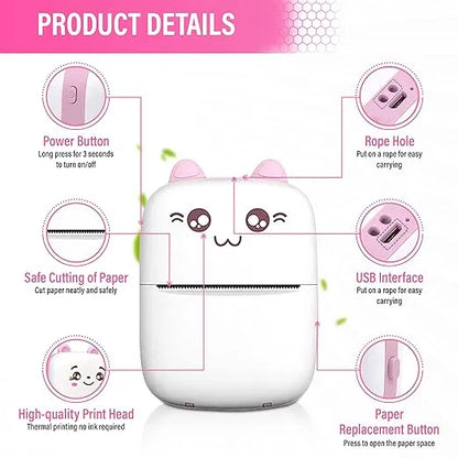 Bluetooth Inkless Wireless Thermal Mini Printer for Students — Android & iOS | 1200mAh