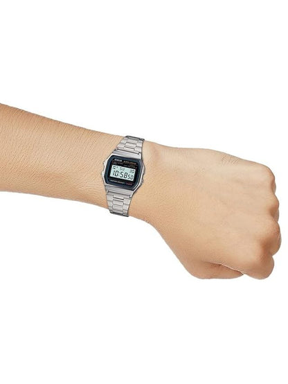Casio A158W Classic Retro Digital Watch — Silver Stainless Steel