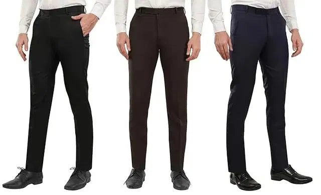 Cotton Trouser for Men — Pack of 3 Comfortable Daily Wear Trousers (S-XXL)