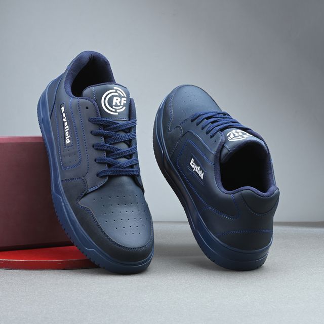 Raysfield Men's Navy Blue Casual Sneakers — Lace-Up Lifestyle Shoes