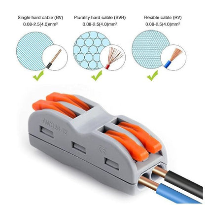 Reusable Quick Electrical Wire Cable Connectors Terminal Block — Pack of 3