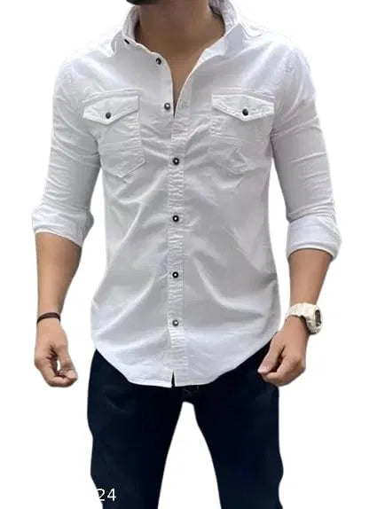 Men Cotton Blend Double Pocket Full Sleeves Shirt Pack of 1