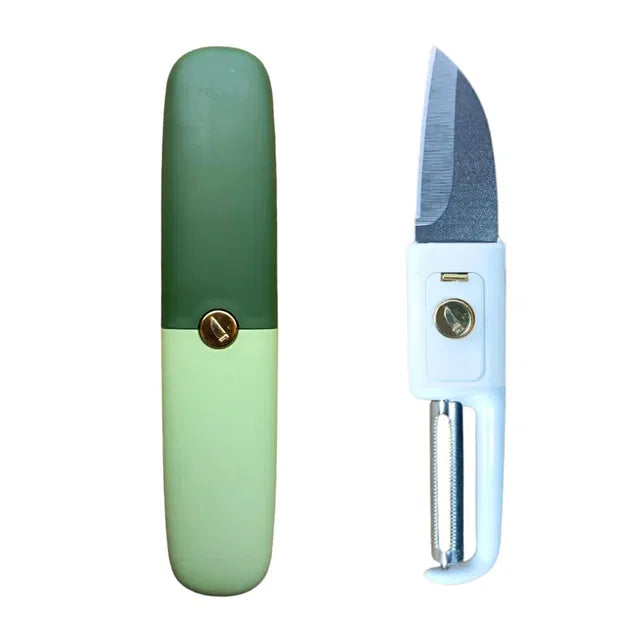 2 in 1 Kitchen Knife & Peeler — Portable Stainless Steel Fruit Knife with Case (Pack of 1)