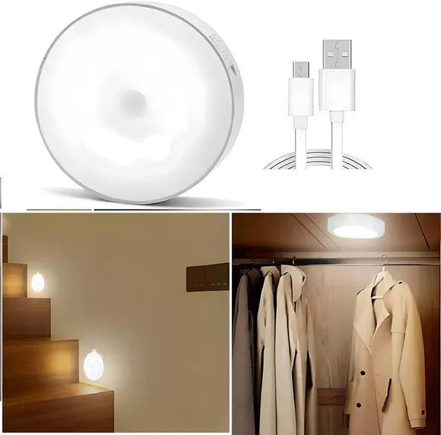 Motion Sensor USB Rechargeable Wireless LED Night Light — Pack of 2