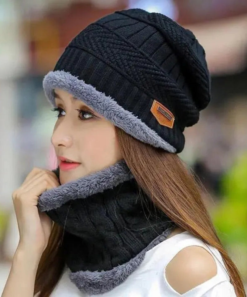 Coral Fleece Scarf & Beanie cap For Men & Women