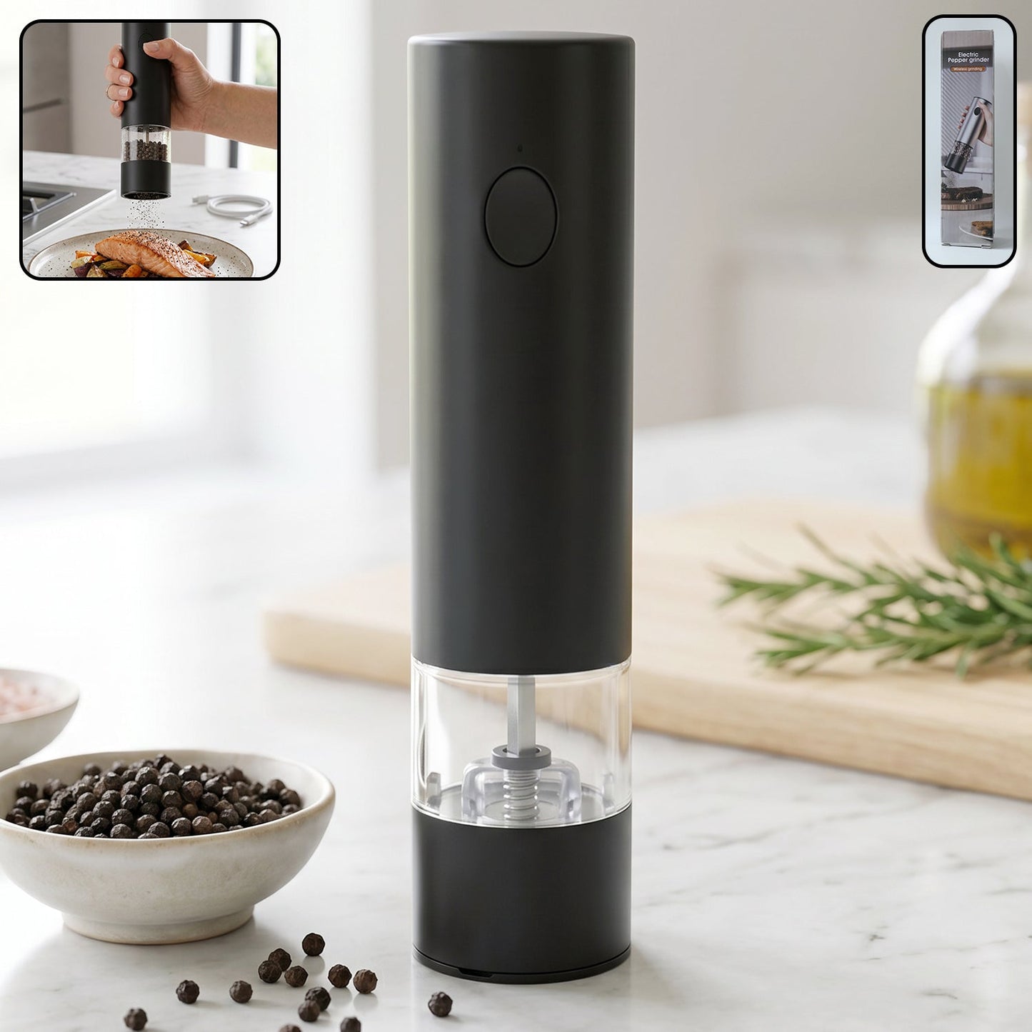 Electric Pepper Grinder  Usb Rechargeable  One Touch Operation