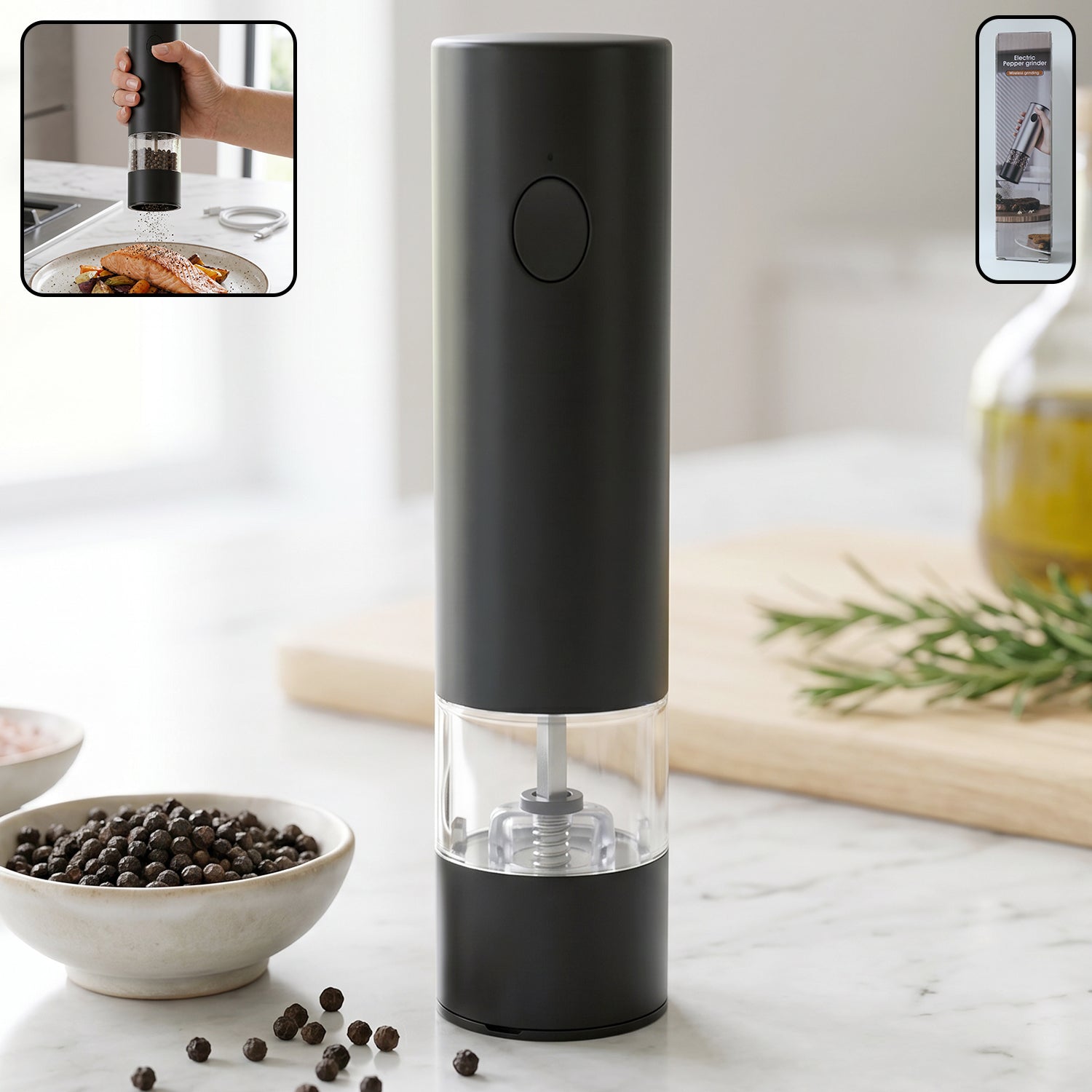 Electric Pepper Grinder  Usb Rechargeable  One Touch Operation