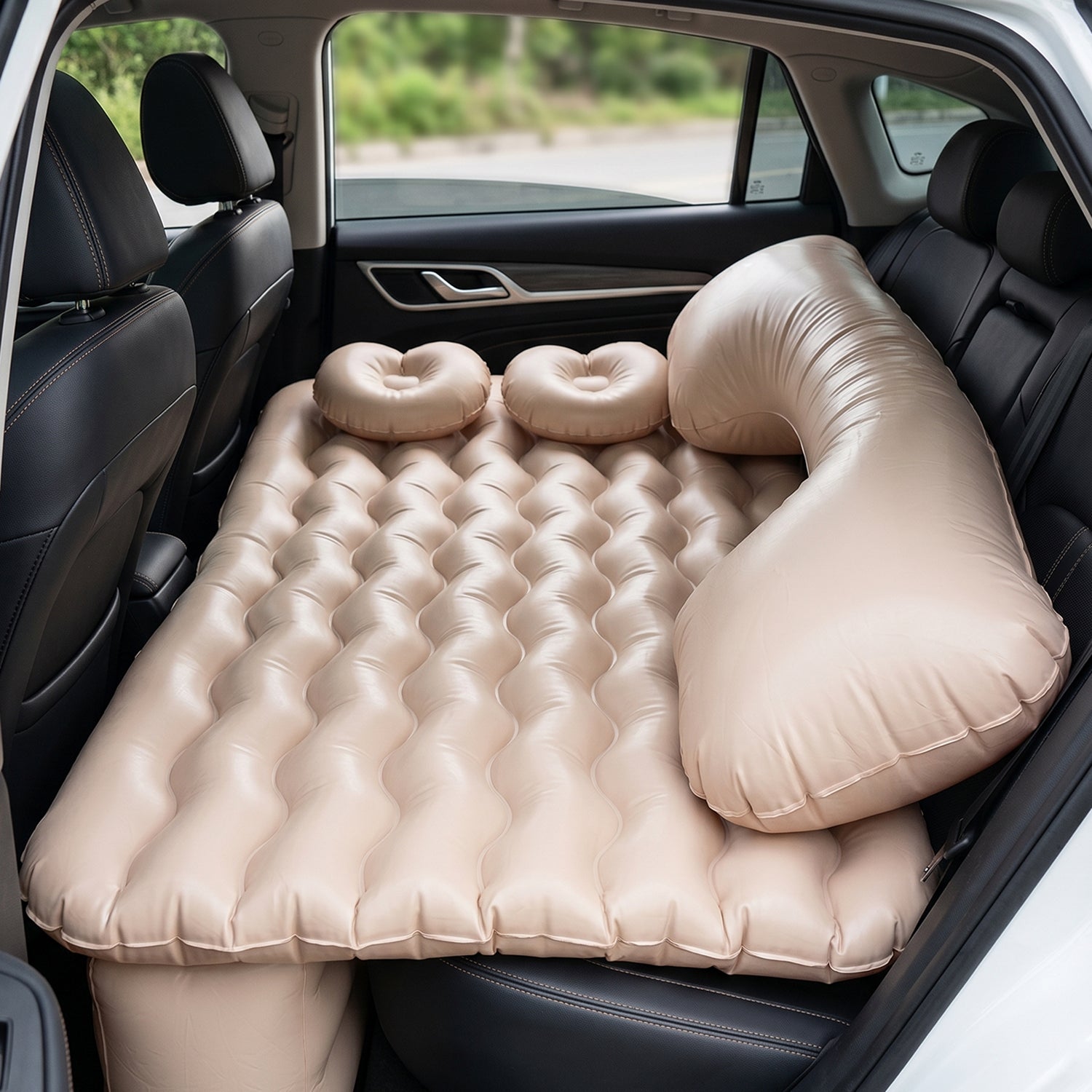Car Air Mattress Bed Set With Inflatable Pillows And Air Pump For Comfortable Travel Sleeping (1 Set)