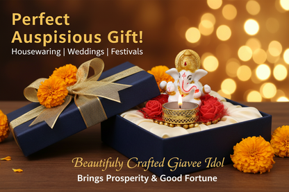 Lord Ganesha Idol on Decorative Plate with Tea Light Holder (Pack of 1)