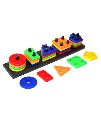 Geometric Shape Sorting Toy for Toddlers Early Learning Puzzle Blocks Column Set for Kids