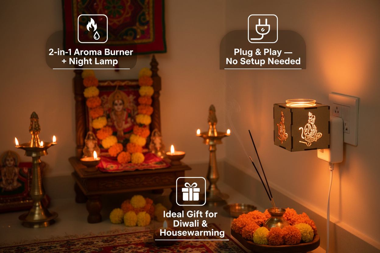 Hanuman Aroma Burner & Night Lamp — Spiritual Fragrance Diffuser Home Decor