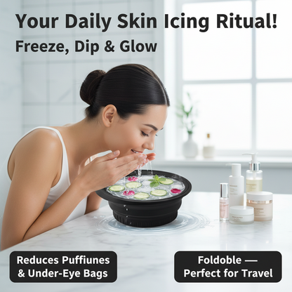 Collapsible Silicone Ice Bowl — Foldable Face Wash Basin with Built-In Ice Tray for Skin Icing & Face Care