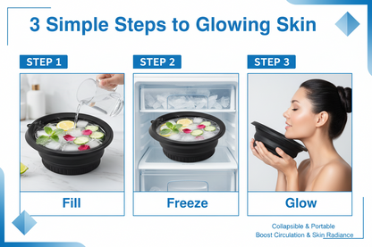Collapsible Silicone Ice Bowl — Foldable Face Wash Basin with Built-In Ice Tray for Skin Icing & Face Care