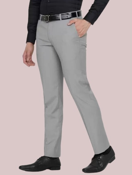 Solid Mid-Rise Stretchable Men's Formal Trousers (SIZE - 30,32,34,36,38)