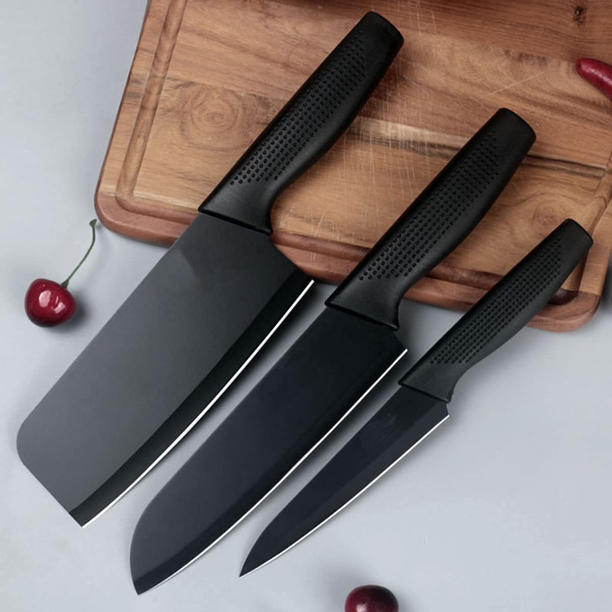 3-Piece Black Kitchen Knife Set
