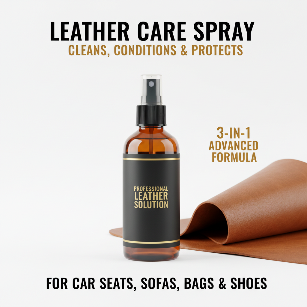 Leather Care Spray — 3-in-1 Cleaner, Conditioner & Protector for Car Seats, Sofas, Bags & Shoes