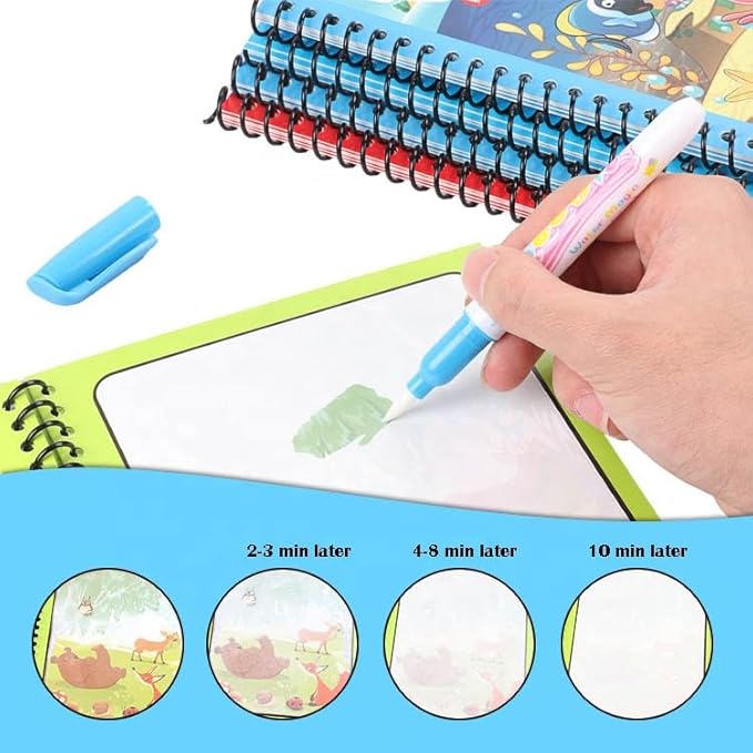 Magic Water Coloring Books Unlimited Fun with Drawing Reusable Water-Reveal Activity Pad