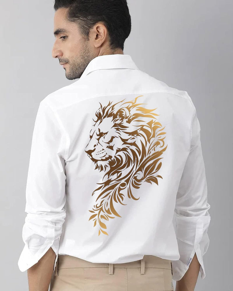Men Regular Fit Lion Printed Casual Shirt