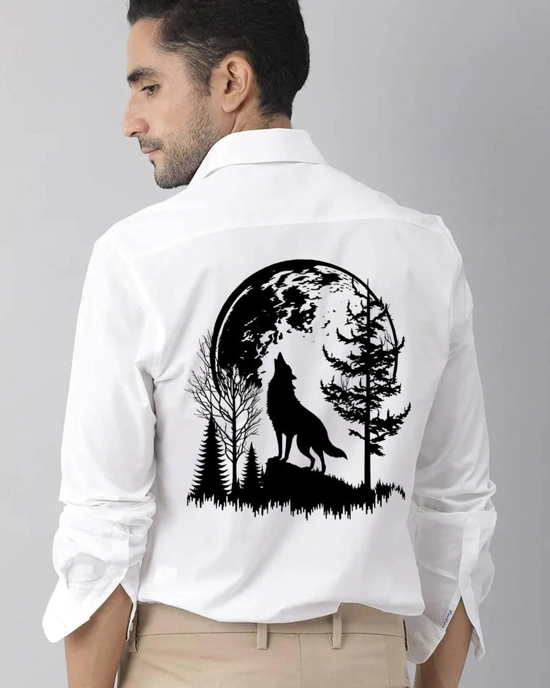 Men Regular Fit Wolf & Tree Printed Casual Shirt