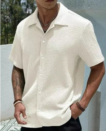 Men Regular Fit Solid Club Collar Casual Shirt