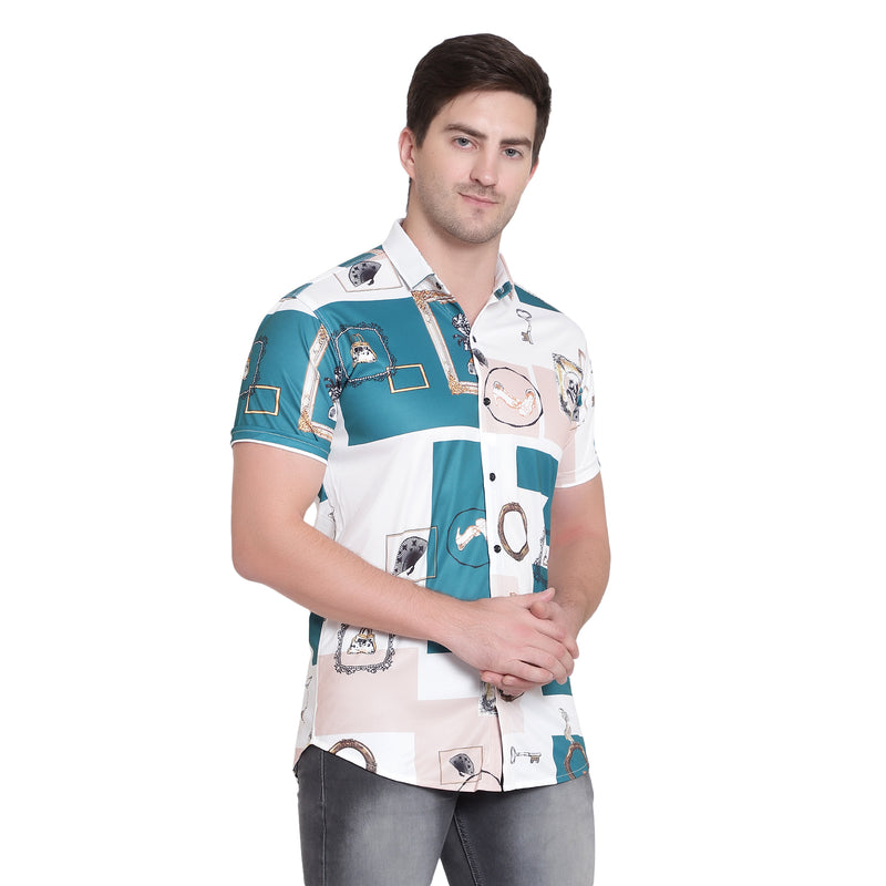 Men Regular, Super Slim Fit Printed Cut Away Collar Casual Shirt