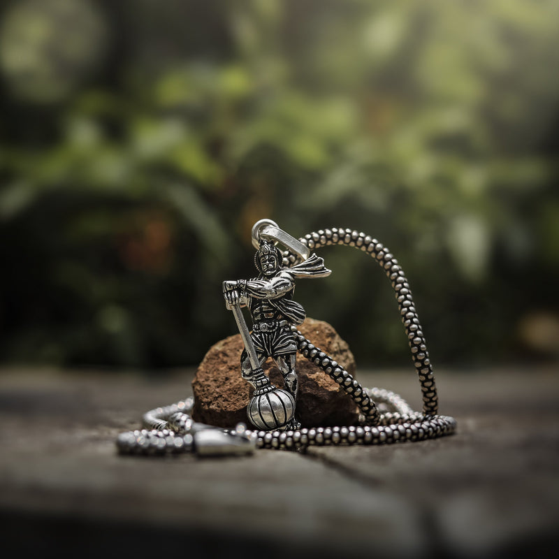Men's Silver Chain with Hanuman Pendant