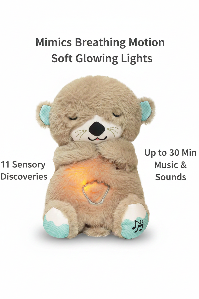 Music Otter Soothing Sound & Light Sleep Baby Toy — Breathing Plush with 11 Sensory Features