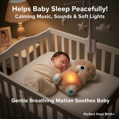 Music Otter Soothing Sound & Light Sleep Baby Toy — Breathing Plush with 11 Sensory Features