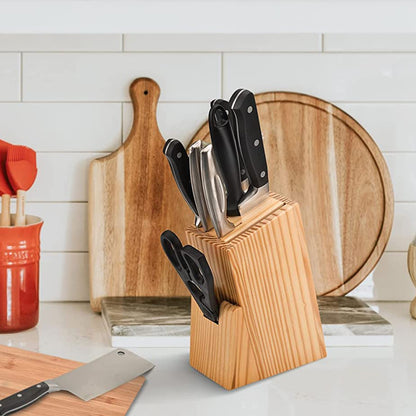 Kitchen Knife Set With Wooden Block And Scissors (5 Pcs Black)