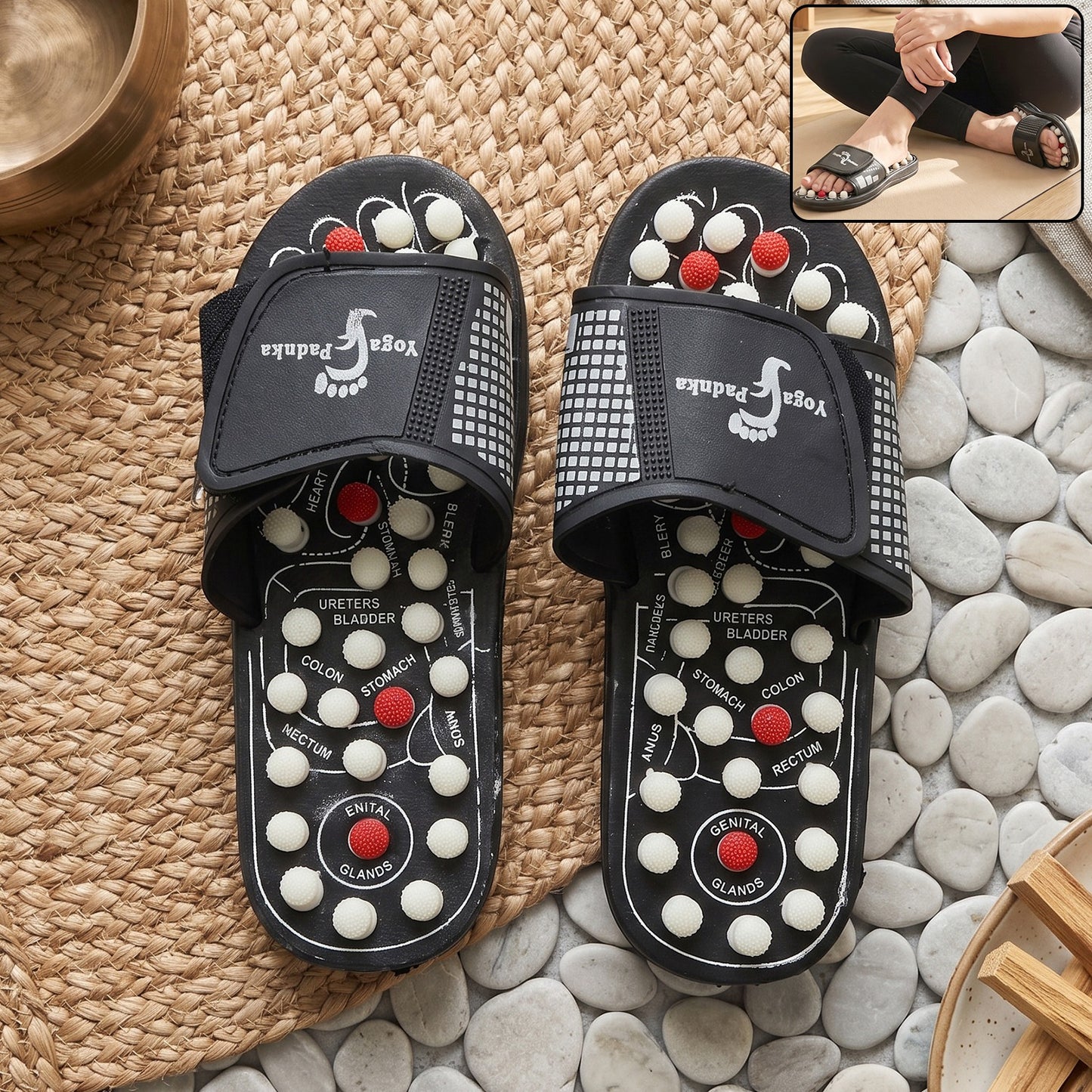 Acupressure Foot Massage Slippers Reflexology Massager Sandal Size 8 (1 Pair)
