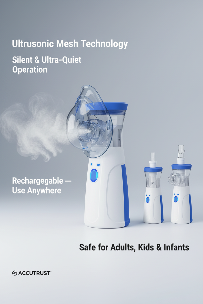 Portable Ultrasonic Mesh Nebulizer Machine — Silent, Rechargeable Inhaler for Adults & Kids