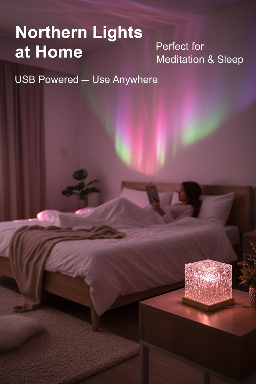 LED 3D Ocean Wave Projector Night Lamp — Water Ripple Northern Lights Room Decor