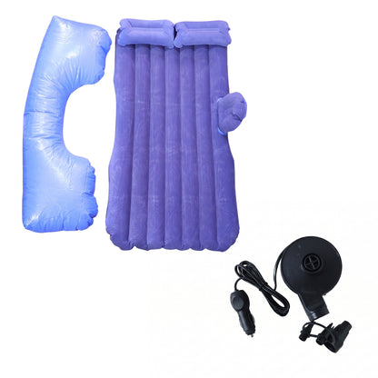 Portable Car Air Mattress Bed Set With Pump  Pillows Inflatable (Blue)