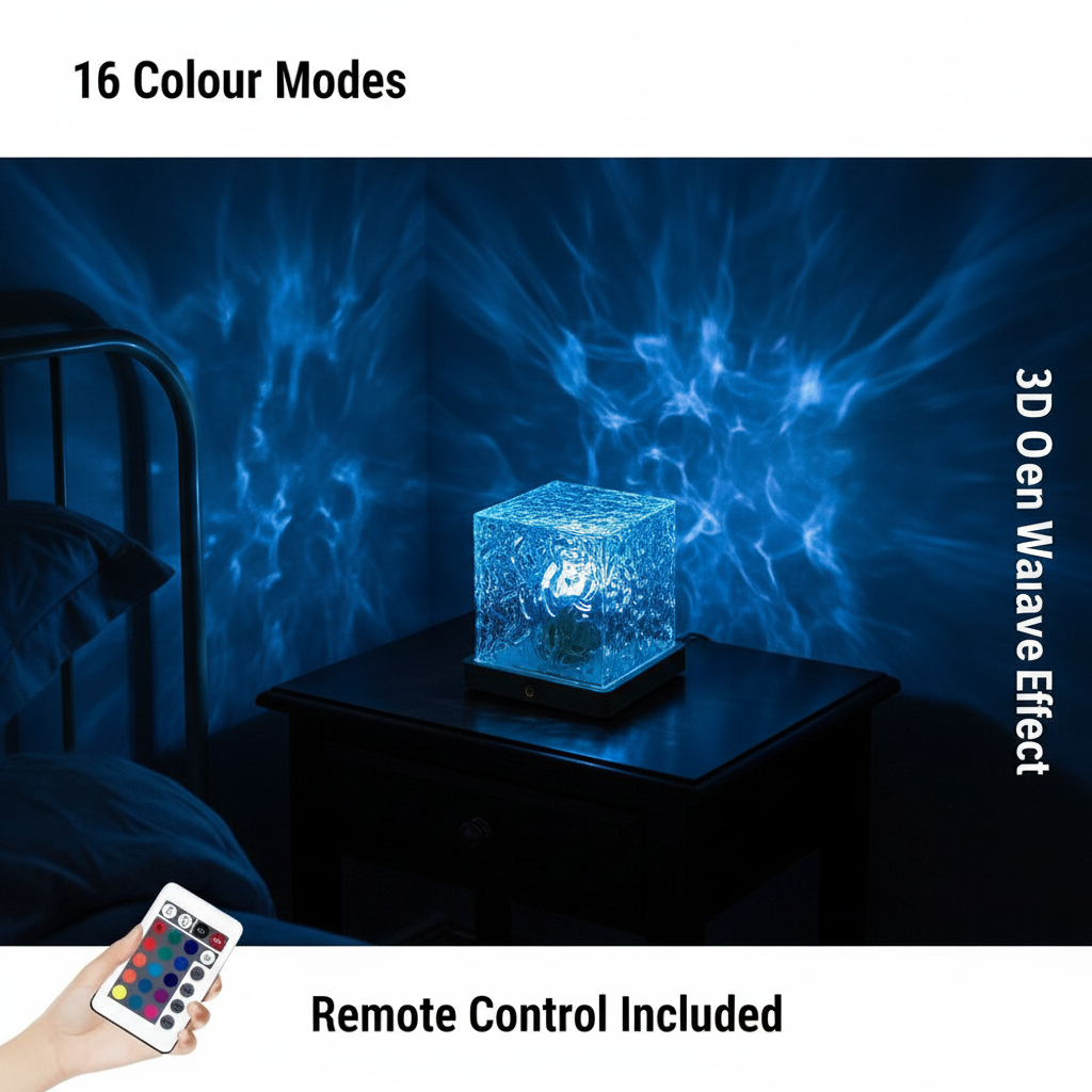 LED 3D Ocean Wave Projector Night Lamp — Water Ripple Northern Lights Room Decor