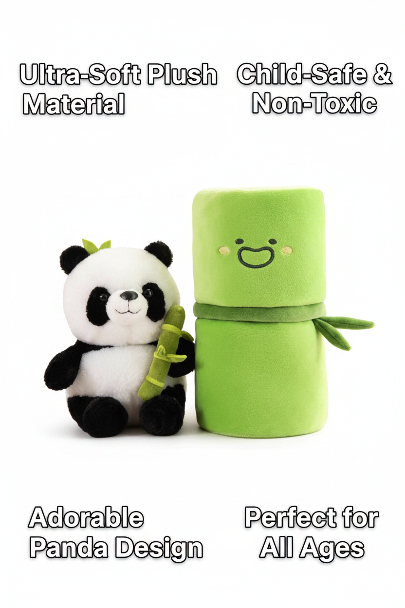 Panda Plush with Bamboo Soft Toy — Cute Stuffed Animal for Kids