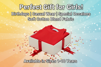 Cotton Blend Solid Top for Girls — Red Casual Wear (1-10 Years)