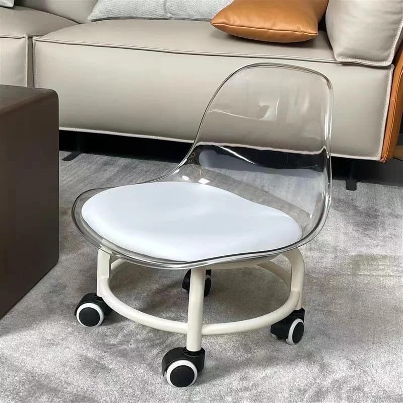 Rolling Stool Chair with Back Support Foot Stool Small Round Stool Chair